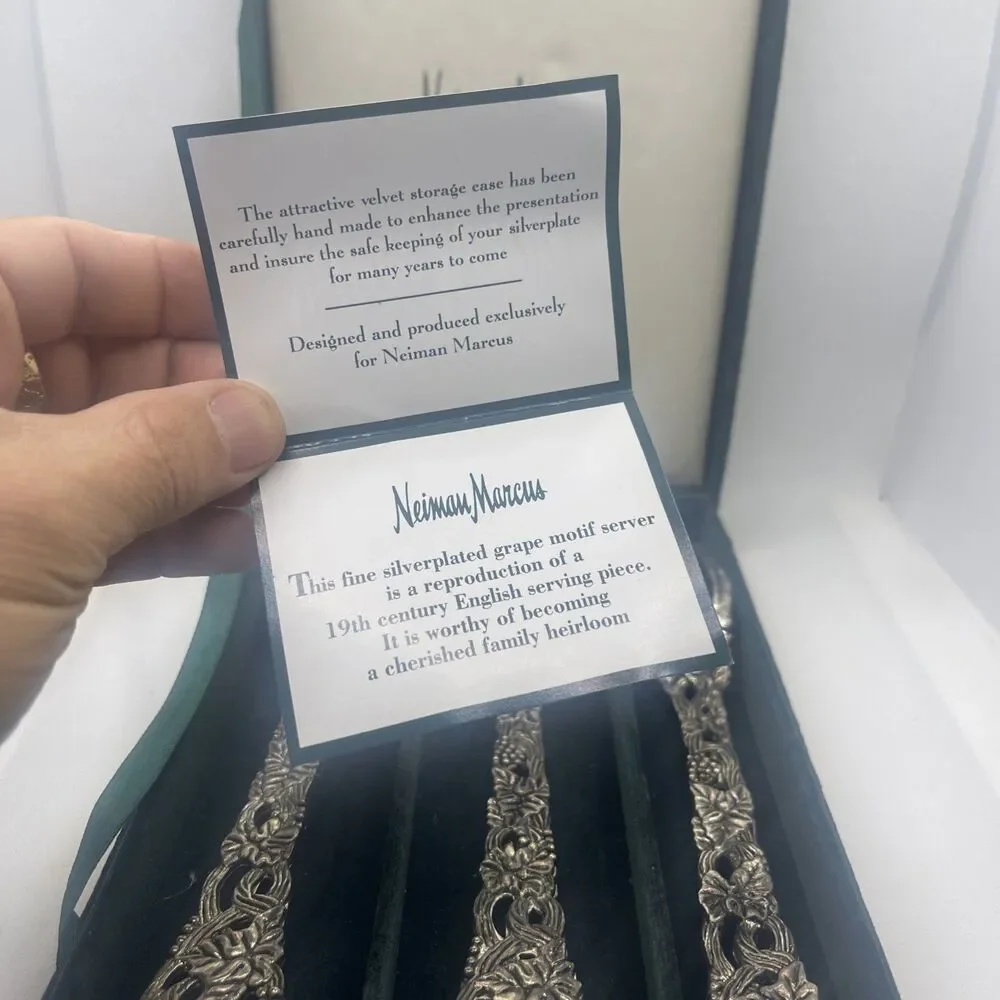 Godinger Neiman Marcus Silver Plate 3-Piece Grapevine Serving Set Spoon Fork